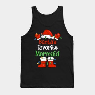 Santa's Favorite Mermaid Funny Christmas Pajamas Tank Top